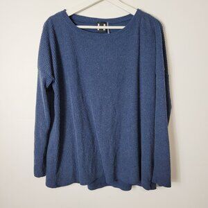 Heather by bordeaux Size M Ribbed Long Sleeves Blue Thermal Top Relaxed Fit